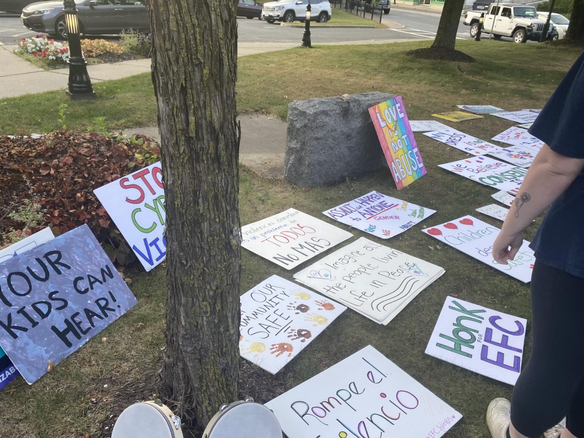 Signs from the Rise Together Safety and Justice Walk.