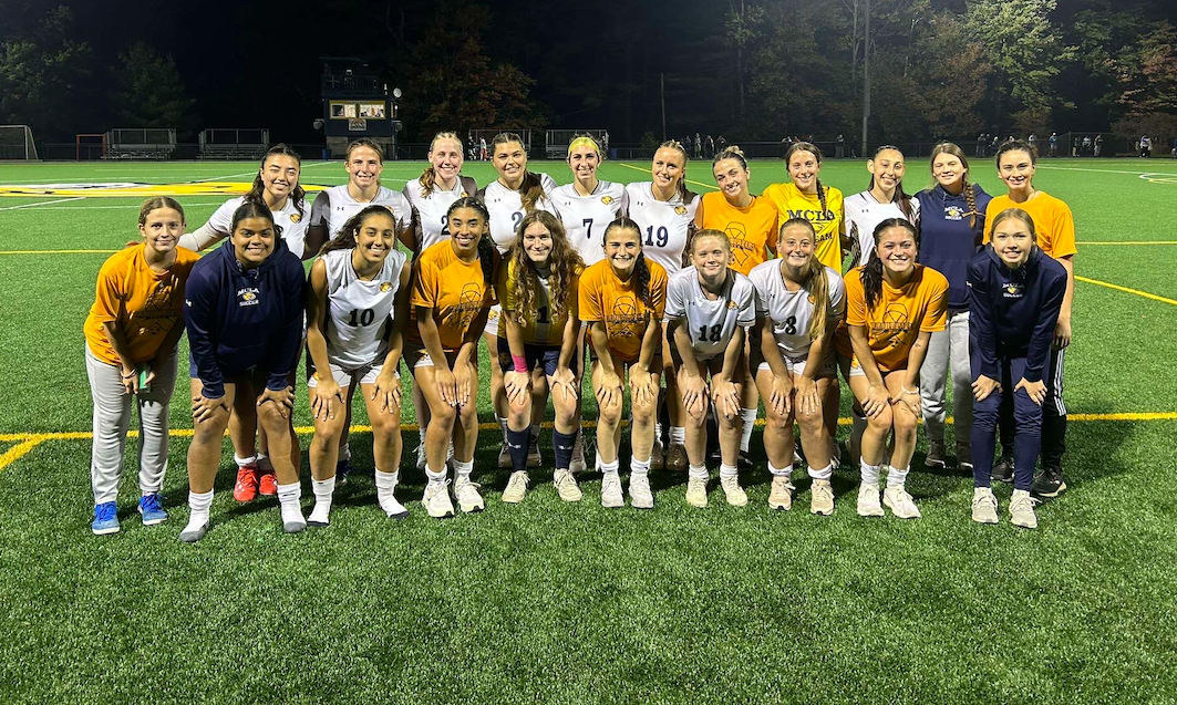 The MCLA Women's Soccer team post-win against Massachusetts Maritime Academy. 